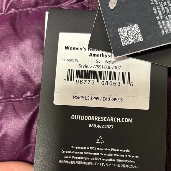 Outdoor Research Women’s Down Hoodie Amethyst Jacket Medium NWT - Picture 3 of 9